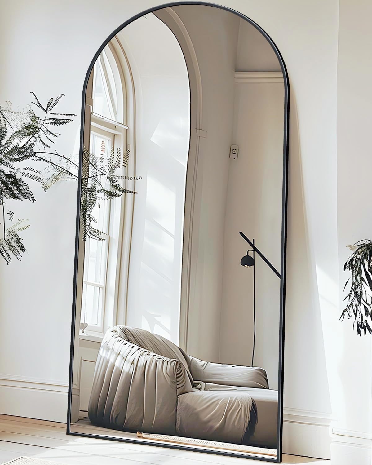 Antok Full Length Mirror, 71″x32″ Arched Floor Mirror, Glassless Full Length with Stand, Floor Mirror Freestanding, Wall Mounted for Living Room, Black