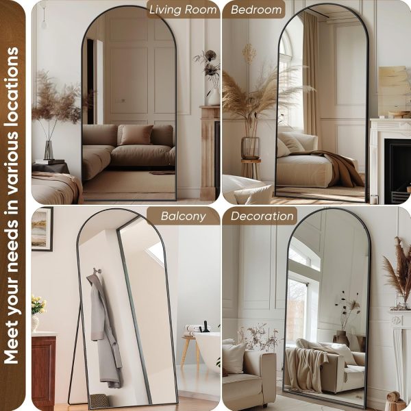 Antok Full Length Mirror, 71"x32" Arched Floor Mirror, Glassless Full Length with Stand, Floor Mirror Freestanding, Wall Mounted for Living Room, Black - Image 5