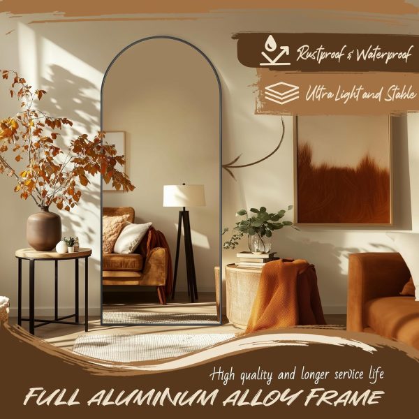 Antok Full Length Mirror, 71"x32" Arched Floor Mirror, Glassless Full Length with Stand, Floor Mirror Freestanding, Wall Mounted for Living Room, Black - Image 6