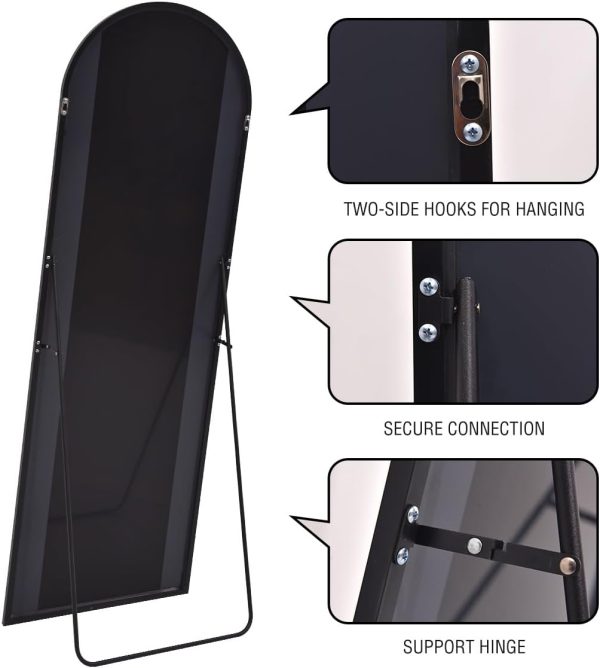 Arched Full Length Mirror, 71"x26" Large Floor Mirror with Stand, Wall Mounted Mirror for Bedroom, Black - Image 5