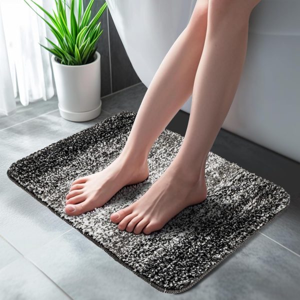 Bathroom Rugs - Bath Mat, Absorbent Bath Mat,16 X 24 Inch Gray Bathroom Rugs for Toilet,Tub,Living Room, Bedroom,Kitchen, Sofa,Entry