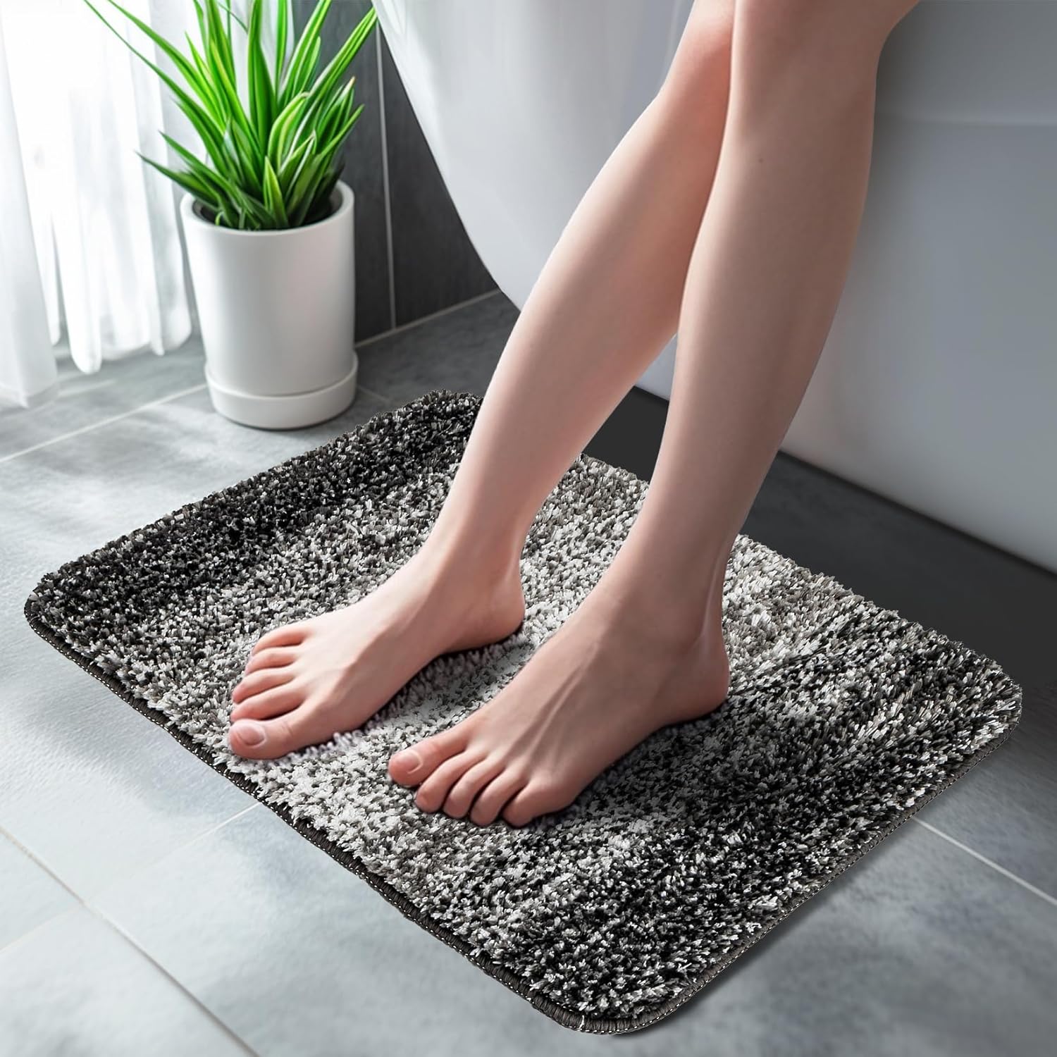 Bathroom Rugs – Bath Mat, Absorbent Bath Mat,16 X 24 Inch Gray Bathroom Rugs for Toilet,Tub,Living Room, Bedroom,Kitchen, Sofa,Entry