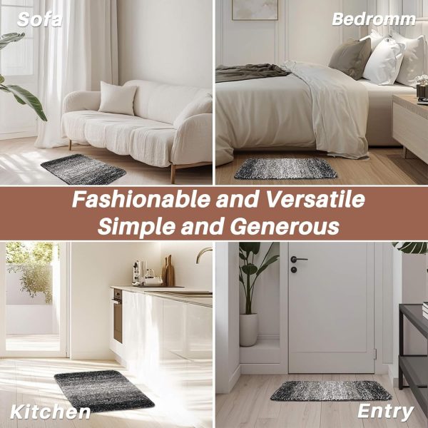 Bathroom Rugs - Bath Mat, Absorbent Bath Mat,16 X 24 Inch Gray Bathroom Rugs for Toilet,Tub,Living Room, Bedroom,Kitchen, Sofa,Entry - Image 5