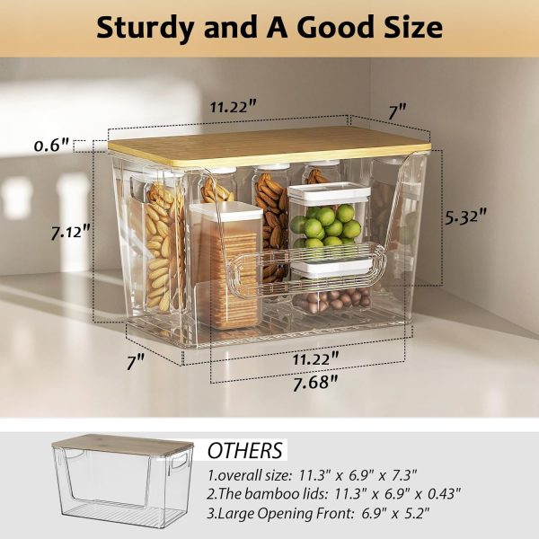 Delamu 2 Set Pantry organizers and Storage, kitchen organizers and storage with Bamboo Top, Stackable Kitchen Pantry bin for Onion,Potato,Fruits,Produce,Vegetable - Image 3