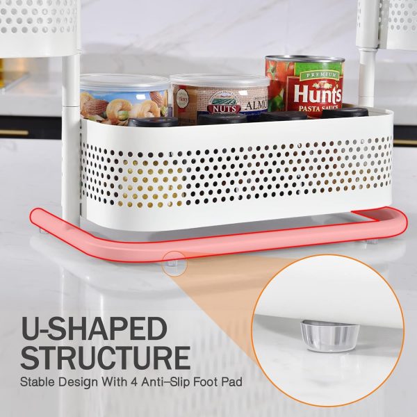 KINGRACK 3-Tier Rotating Bathroom Organizer, Countertop Vanity Tray, Spice Rack Storage, Easy to Assembly Space-Saving Organizer for Bathroom, Kitchen, Laundry Room, White - Image 8