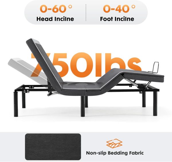 Sweetcrispy Full Adjustable Bed Frame, Ergonomic Electric Bed Base with Wireless Remote and 2 USB Ports, Head and Foot Incline, Zero Gravity Bed, Anti-Snore, Easy Assembly - Image 3