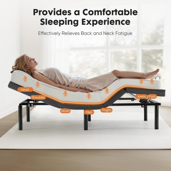 Sweetcrispy Full Adjustable Bed Frame, Ergonomic Electric Bed Base with Wireless Remote and 2 USB Ports, Head and Foot Incline, Zero Gravity Bed, Anti-Snore, Easy Assembly - Image 8