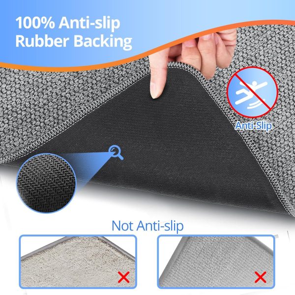 Upgraded Thin Bathroom Rugs, Bath Mat Super Absorbent, Bath Rugs Rubber Backing Non-Slip, Quick Dry Machine Washable, Cozy Cloth Bathroom Mat fit Under Door/Sink/ Bathtub/Area Rug Sets 17''x27''-Gray - Image 4