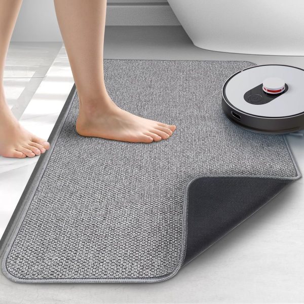 Upgraded Thin Bathroom Rugs, Bath Mat Super Absorbent, Bath Rugs Rubber Backing Non-Slip, Quick Dry Machine Washable, Cozy Cloth Bathroom Mat fit Under Door/Sink/ Bathtub/Area Rug Sets 17''x27''-Gray - Image 7