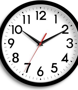Wall Clock Small Analog 8 Inch Silent Non Ticking Battery Operated Modern Simple Decorative for Kitchen Office Bedroom Bathroom Living Room(Black)