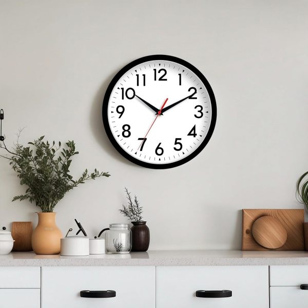 Wall Clock Small Analog 8 Inch Silent Non Ticking Battery Operated Modern Simple Decorative for Kitchen Office Bedroom Bathroom Living Room(Black) - Image 3