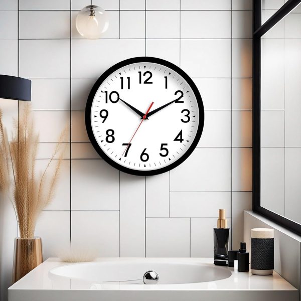 Wall Clock Small Analog 8 Inch Silent Non Ticking Battery Operated Modern Simple Decorative for Kitchen Office Bedroom Bathroom Living Room(Black) - Image 4