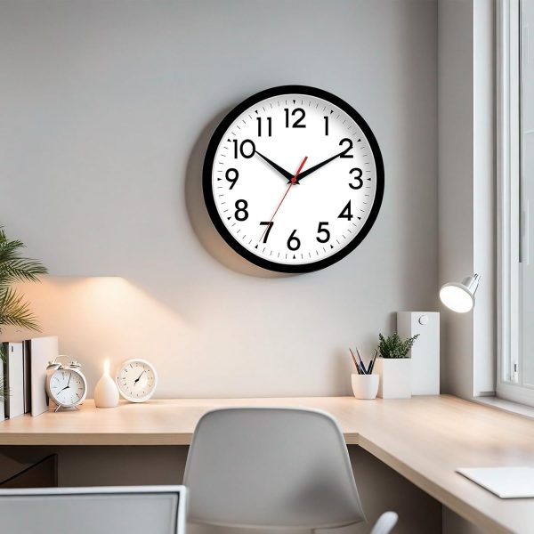 Wall Clock Small Analog 8 Inch Silent Non Ticking Battery Operated Modern Simple Decorative for Kitchen Office Bedroom Bathroom Living Room(Black) - Image 7