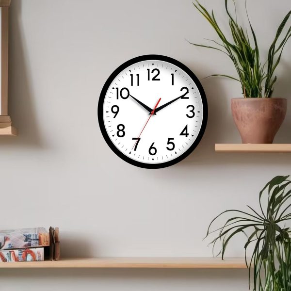 Wall Clock Small Analog 8 Inch Silent Non Ticking Battery Operated Modern Simple Decorative for Kitchen Office Bedroom Bathroom Living Room(Black) - Image 8